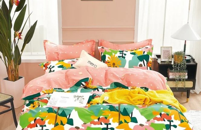 Комплект постельного белья Евро Сатин (125 гр/кв.м.2нав.) №7532 Клякса фото |от производителя компании Одеялко