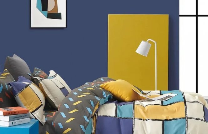 Комплект постельного белья Евро Сатин (125 гр/кв.м.2нав.) №12453 Куб фото |от производителя компании Одеялко