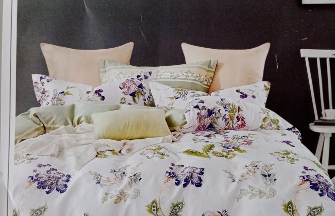 Комплект постельного белья 2,0 Макси Сатин (125 гр/кв.м.) Ирисы фото |от производителя компании Одеялко