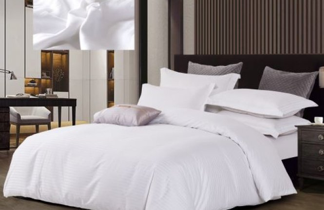 Пододеяльник 150*220 сатин страйп 1*1 см (140 гр/кв.м) отбеленный фото |от производителя компании Одеялко