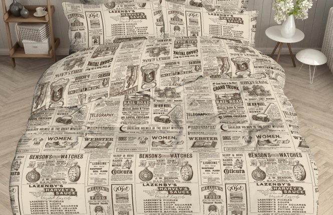 Комплект постельного белья 2,0 Бязь (125 гр/кв.м.) Газета (№ 9906/1) фото |от производителя компании Одеялко