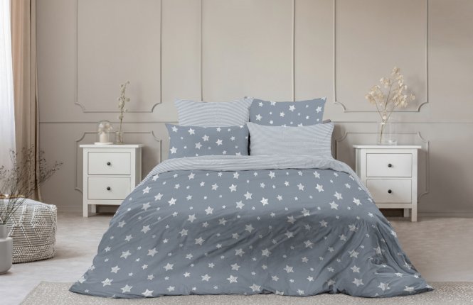 Комплект постельного белья Евро Поплин (120 гр/кв.м.) Star (№ 70493/1) фото |от производителя компании Одеялко