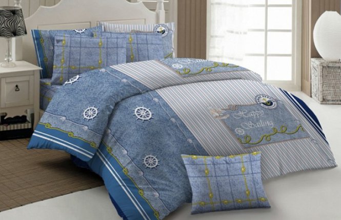 Комплект постельного белья 1,5 спальный Бязь (125 гр/кв.м.) Бриг (№ 9909/1, 1 наволочка 70*70) фото |от производителя компании Одеялко