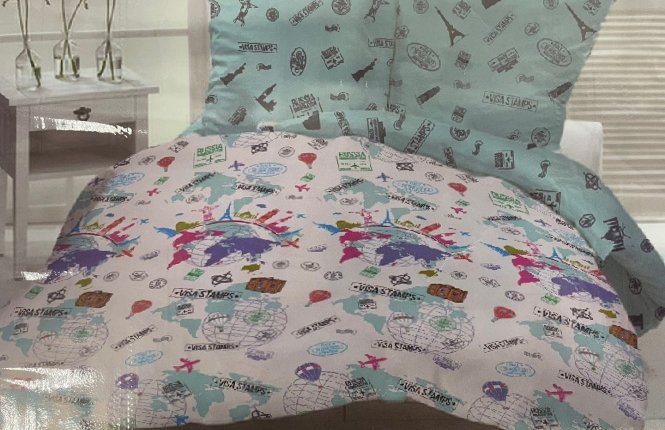 Комплект постельного белья 1,5 спальный Бязь (125 гр/кв.м.) Путешествие (1 наволочка 70*70) фото |от производителя компании Одеялко