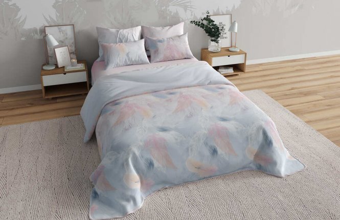 Комплект постельного белья 2,0 Поплин (120 гр/кв.м.) № Пастельные перья фото |от производителя компании Одеялко