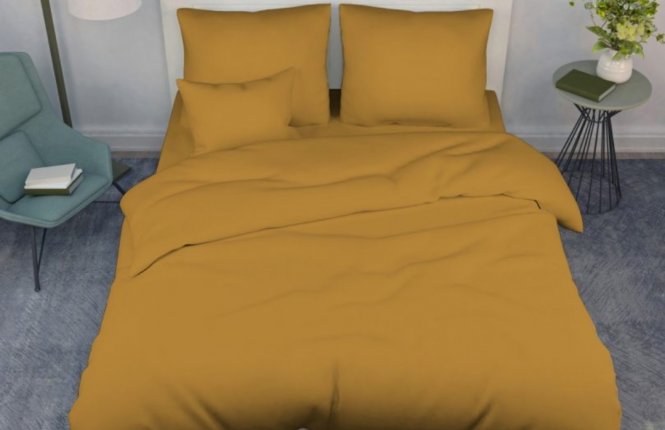 Комплект постельного белья 2 спальный Макси Поплин г/к (120 гр/кв.м.) № 2050 Горчица фото |от производителя компании Одеялко