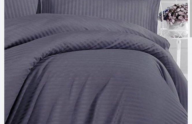 Простыня 240*235 сатин страйп 1*1 см (ткань 135 гр/кв.м., Турция) Graphite фото |от производителя компании Одеялко