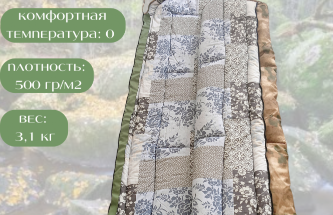 Спальный мешок туристический размер 90*220 (500 гр/кв.м.) фото |от производителя компании Одеялко