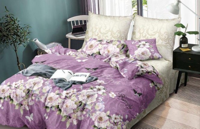 Комплект постельного белья 2,0 Поплин (120 гр/кв.м.) Баттерфляй (№ 5044022) фото |от производителя компании Одеялко