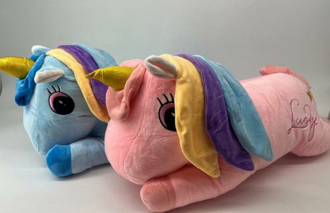 Подушка-игрушка 7-я Единорожка + плед 120*160 м/ф велюр (ТАЧ) фото |от производителя компании Одеялко