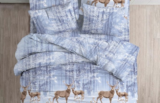 Комплект постельного белья 2,0 Макси Бязь (125 гр/кв.м.) № 70995 Зимний пейзаж фото |от производителя компании Одеялко