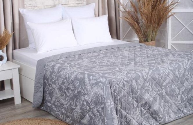 Покрывало двусторонее стеганное Melissa Ботаник цв. 200*220 509171 (МЛ) фото |от производителя компании Одеялко