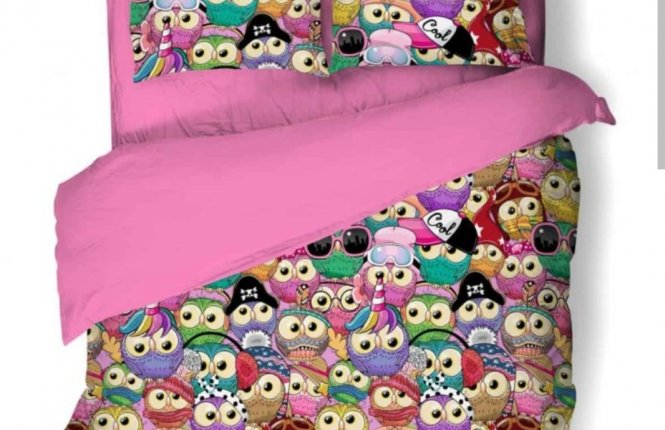 Комплект постельного белья 1,5 спальный Поплин (120 гр/кв.м.) Совуньи (1 нав 70*70) № 500013 фото |от производителя компании Одеялко