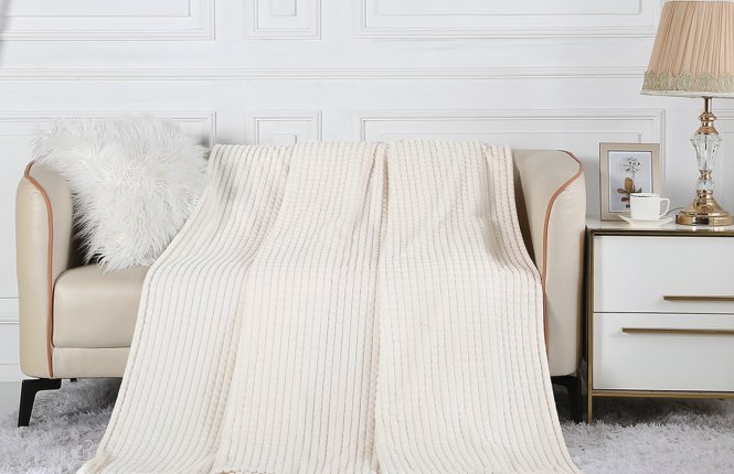 Плед велсофт "Карре" белый 180*200 (ОДК) фото |от производителя компании Одеялко