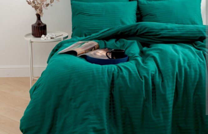 Комплект постельного белья 2,0 Макси Сатин-страйп 1*1 см (ткань 135 гр/кв.м., Турция) Emerald фото |от производителя компании Одеялко