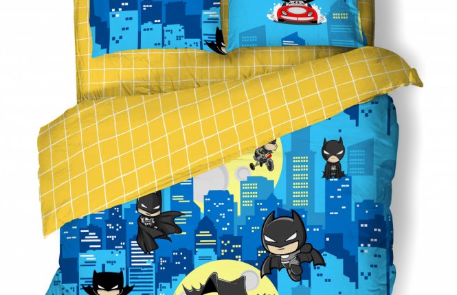 Комплект постельного белья 1,5 спальный Поплин (120 гр/кв.м.) Бэтбой (№ 500126, 1 наволочка 70*70) фото |от производителя компании Одеялко