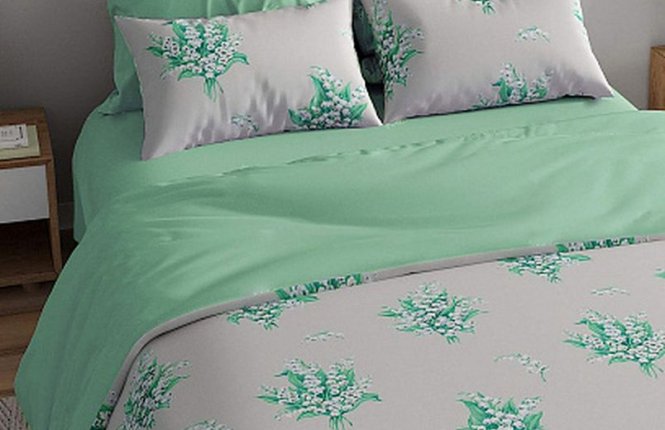 Комплект постельного белья 2,0 Поплин (120 гр/кв.м.) Букеты Ландышей фото |от производителя компании Одеялко