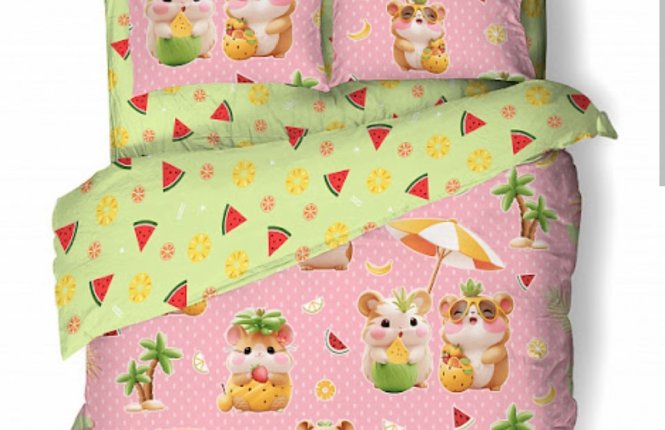 Комплект постельного белья 1,5 спальный Поплин (120 гр/кв.м.) 1 наволочка 500180/500184 Хомяки фото |от производителя компании Одеялко