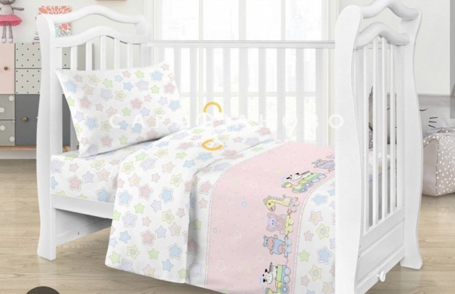 Комплект постельного белья детский (Наволочка 40*40, бязь 125 гр/кв.м.) 5636 Паровозик"Звёздочка фото |от производителя компании Одеялко