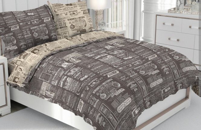 Комплект постельного белья 2,0 Макси Бязь (125 гр/кв.м.) № 9907 Газета фото |от производителя компании Одеялко