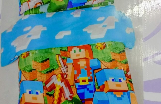 Комплект постельного белья 1,5 спальный (1 нав.70х70см) Minecraft № 71148 фото |от производителя компании Одеялко